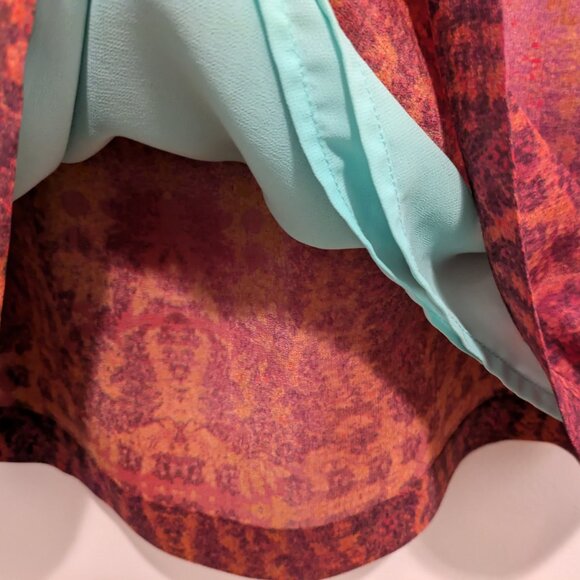 Anthropologie Maeve "Cleome" Turquoise Ombre Silk Open Sleeve Shift Dress - Picture 11 of 11